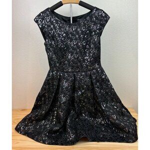 Armani Exchange Midi Dress Size S Black‎ & Silver Leopard Metallic Print Witchy